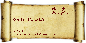 Kőnig Paszkál névjegykártya